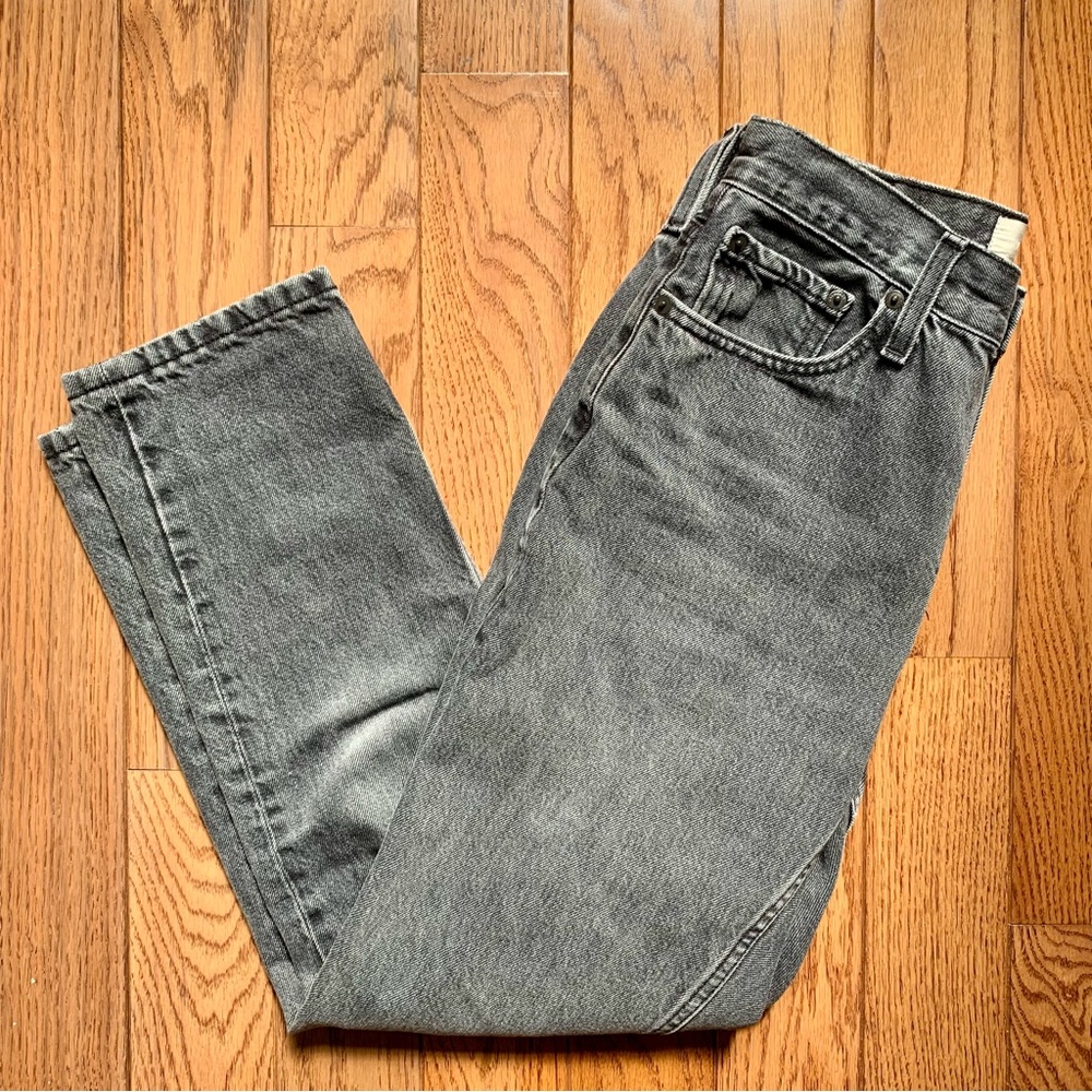 Everlane Black Wash Straight Button Front Denim Jeans Cotton 90s Cheeky 26 Ankle - Picture 2 of 13